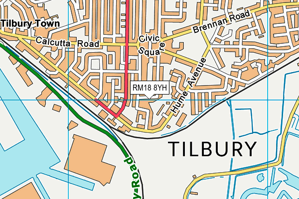 RM18 8YH map - OS VectorMap District (Ordnance Survey)