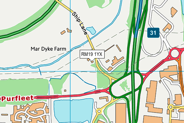 RM19 1YX map - OS VectorMap District (Ordnance Survey) RM19 1YX map - OS VectorMap District (Ordnance Survey)