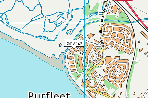RM19 1ZX map - OS VectorMap District (Ordnance Survey) RM19 1ZX map - OS VectorMap District (Ordnance Survey)