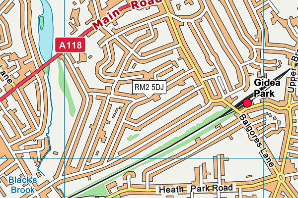 RM2 5DJ map - OS VectorMap District (Ordnance Survey)