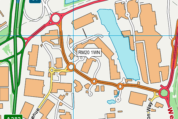 RM20 1WN map - OS VectorMap District (Ordnance Survey) RM20 1WN map - OS VectorMap District (Ordnance Survey)