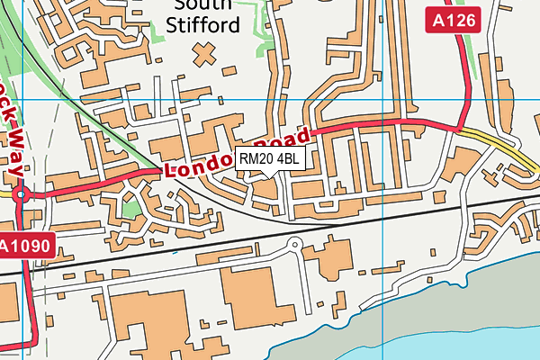 RM20 4BL map - OS VectorMap District (Ordnance Survey) RM20 4BL map - OS VectorMap District (Ordnance Survey)