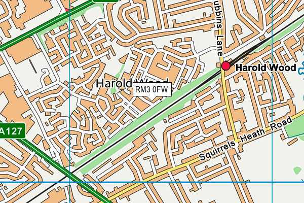 RM3 0FW map - OS VectorMap District (Ordnance Survey)