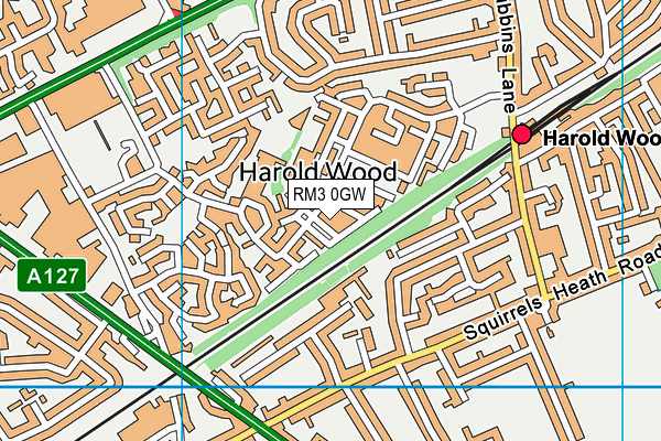 RM3 0GW map - OS VectorMap District (Ordnance Survey) RM3 0GW map - OS VectorMap District (Ordnance Survey)