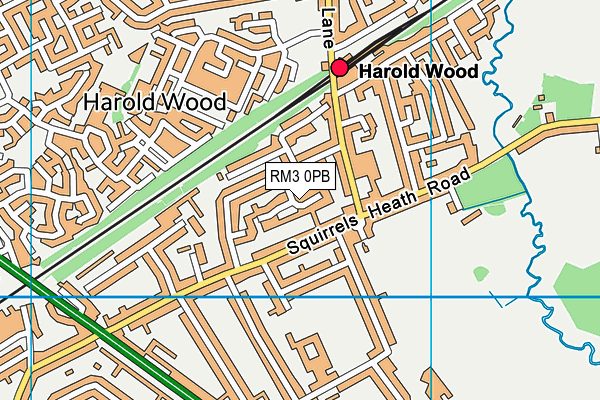 RM3 0PB map - OS VectorMap District (Ordnance Survey) RM3 0PB map - OS VectorMap District (Ordnance Survey)