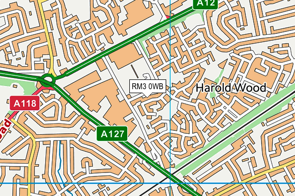 RM3 0WB map - OS VectorMap District (Ordnance Survey)