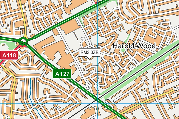 RM3 0ZB map - OS VectorMap District (Ordnance Survey) RM3 0ZB map - OS VectorMap District (Ordnance Survey)