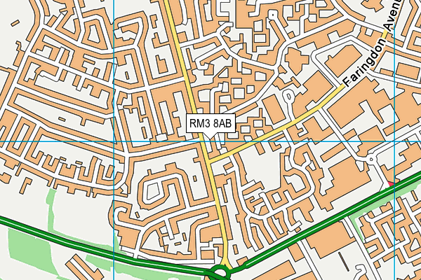 RM3 8AB map - OS VectorMap District (Ordnance Survey) RM3 8AB map - OS VectorMap District (Ordnance Survey)