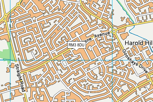 RM3 8DU map - OS VectorMap District (Ordnance Survey) RM3 8DU map - OS VectorMap District (Ordnance Survey)