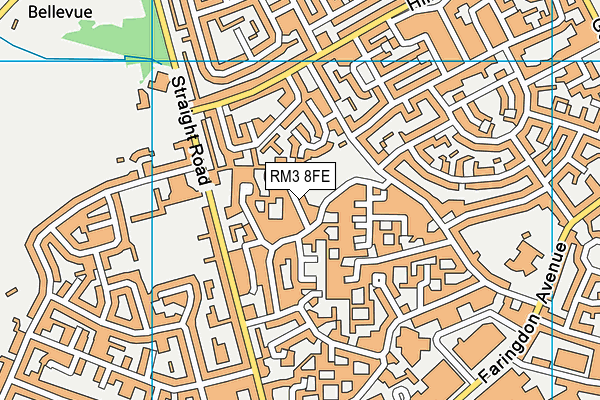 RM3 8FE map - OS VectorMap District (Ordnance Survey) RM3 8FE map - OS VectorMap District (Ordnance Survey)