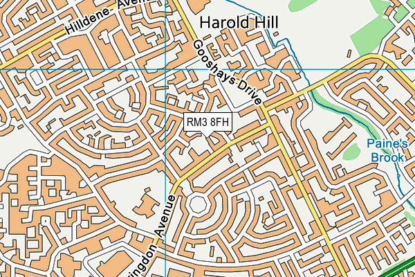 RM3 8FH map - OS VectorMap District (Ordnance Survey) RM3 8FH map - OS VectorMap District (Ordnance Survey)