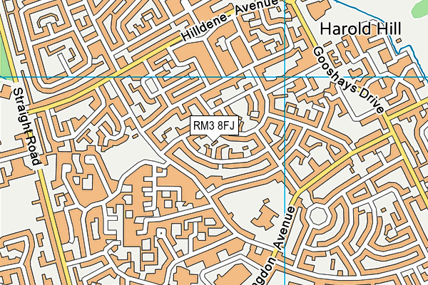 RM3 8FJ map - OS VectorMap District (Ordnance Survey) RM3 8FJ map - OS VectorMap District (Ordnance Survey)
