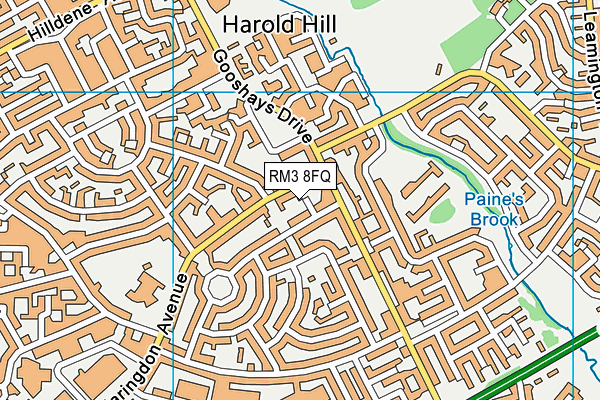 RM3 8FQ map - OS VectorMap District (Ordnance Survey) RM3 8FQ map - OS VectorMap District (Ordnance Survey)