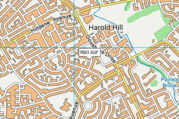 RM3 8GF map - OS VectorMap District (Ordnance Survey) RM3 8GF map - OS VectorMap District (Ordnance Survey)