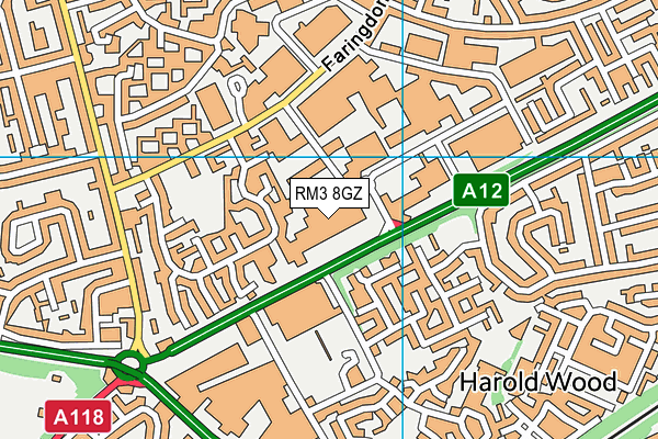 RM3 8GZ map - OS VectorMap District (Ordnance Survey) RM3 8GZ map - OS VectorMap District (Ordnance Survey)