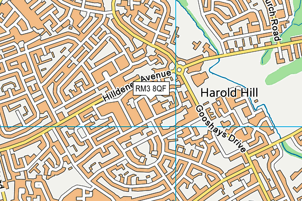 RM3 8QF map - OS VectorMap District (Ordnance Survey) RM3 8QF map - OS VectorMap District (Ordnance Survey)