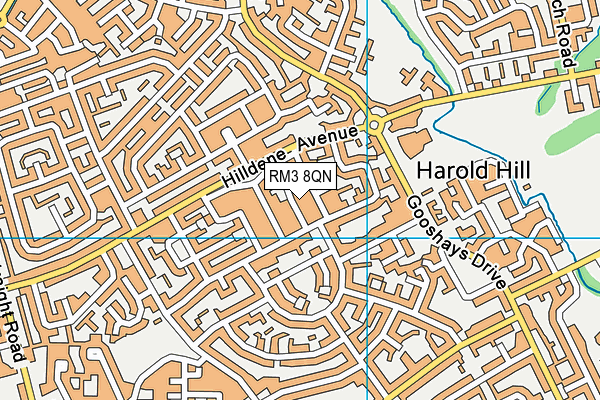 RM3 8QN map - OS VectorMap District (Ordnance Survey) RM3 8QN map - OS VectorMap District (Ordnance Survey)