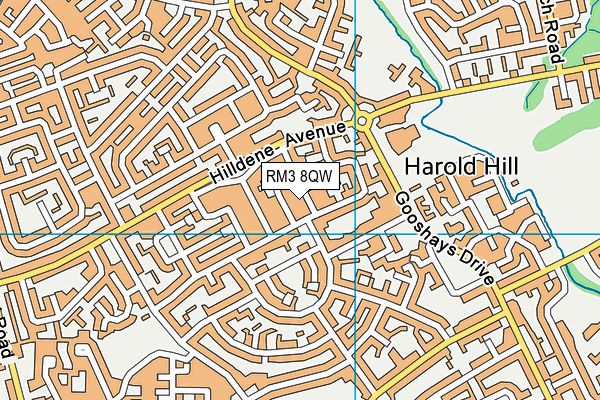RM3 8QW map - OS VectorMap District (Ordnance Survey) RM3 8QW map - OS VectorMap District (Ordnance Survey)