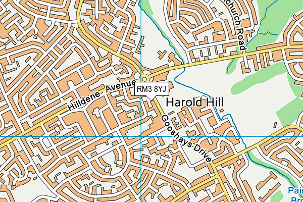 RM3 8YJ map - OS VectorMap District (Ordnance Survey) RM3 8YJ map - OS VectorMap District (Ordnance Survey)