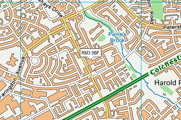RM3 9BF map - OS VectorMap District (Ordnance Survey) RM3 9BF map - OS VectorMap District (Ordnance Survey)