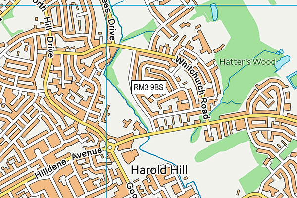 RM3 9BS map - OS VectorMap District (Ordnance Survey) RM3 9BS map - OS VectorMap District (Ordnance Survey)
