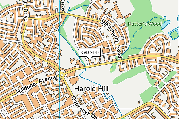 RM3 9DD map - OS VectorMap District (Ordnance Survey) RM3 9DD map - OS VectorMap District (Ordnance Survey)