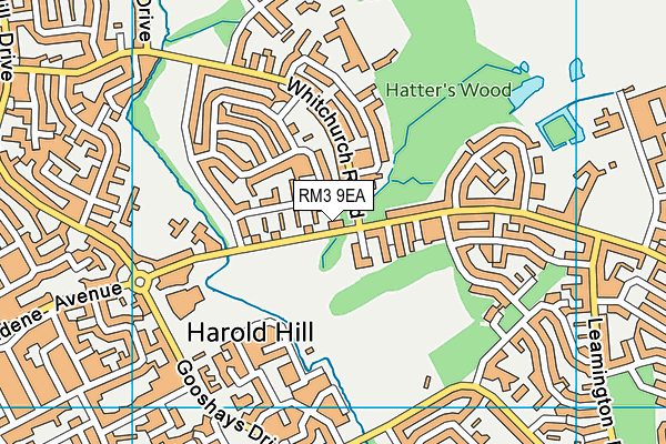 RM3 9EA map - OS VectorMap District (Ordnance Survey) RM3 9EA map - OS VectorMap District (Ordnance Survey)