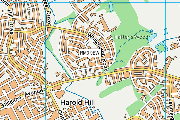 RM3 9EW map - OS VectorMap District (Ordnance Survey) RM3 9EW map - OS VectorMap District (Ordnance Survey)
