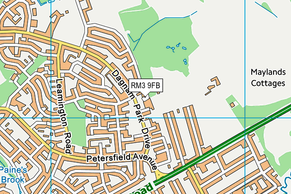 RM3 9FB map - OS VectorMap District (Ordnance Survey) RM3 9FB map - OS VectorMap District (Ordnance Survey)