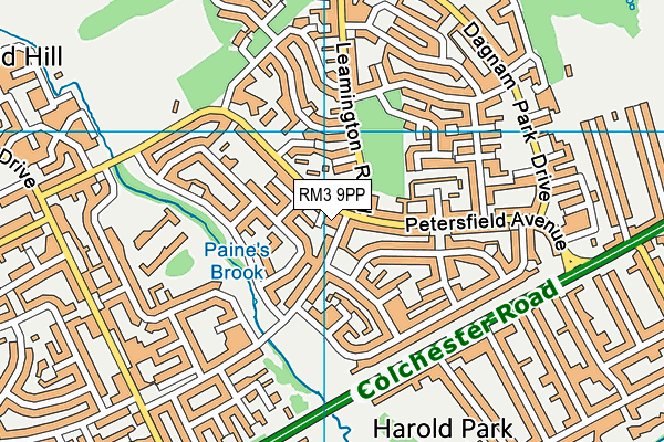 RM3 9PP map - OS VectorMap District (Ordnance Survey) RM3 9PP map - OS VectorMap District (Ordnance Survey)