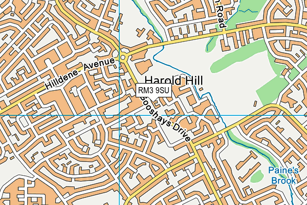 RM3 9SU map - OS VectorMap District (Ordnance Survey) RM3 9SU map - OS VectorMap District (Ordnance Survey)