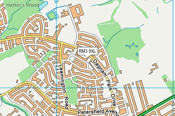 RM3 9XL map - OS VectorMap District (Ordnance Survey) RM3 9XL map - OS VectorMap District (Ordnance Survey)