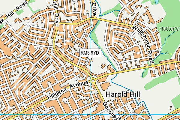 RM3 9YD map - OS VectorMap District (Ordnance Survey) RM3 9YD map - OS VectorMap District (Ordnance Survey)