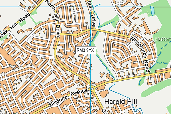 RM3 9YX map - OS VectorMap District (Ordnance Survey) RM3 9YX map - OS VectorMap District (Ordnance Survey)