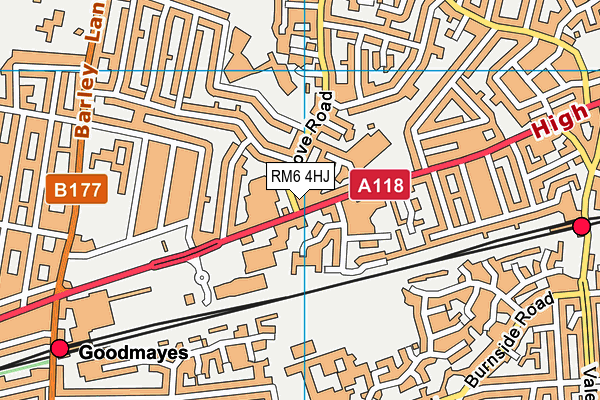 RM6 4HJ map - OS VectorMap District (Ordnance Survey) RM6 4HJ map - OS VectorMap District (Ordnance Survey)
