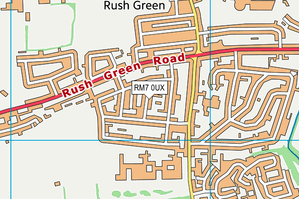 RM7 0UX map - OS VectorMap District (Ordnance Survey)