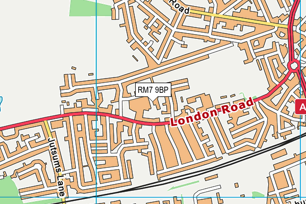 RM7 9BP map - OS VectorMap District (Ordnance Survey)