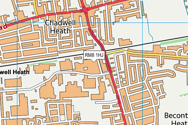 RM8 1HJ map - OS VectorMap District (Ordnance Survey) RM8 1HJ map - OS VectorMap District (Ordnance Survey)