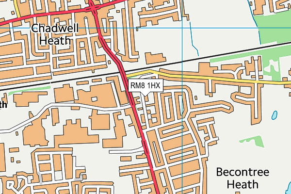 RM8 1HX map - OS VectorMap District (Ordnance Survey) RM8 1HX map - OS VectorMap District (Ordnance Survey)