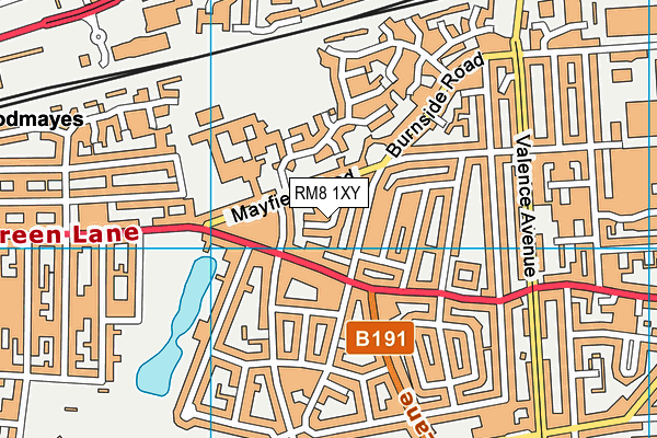 RM8 1XY map - OS VectorMap District (Ordnance Survey) RM8 1XY map - OS VectorMap District (Ordnance Survey)