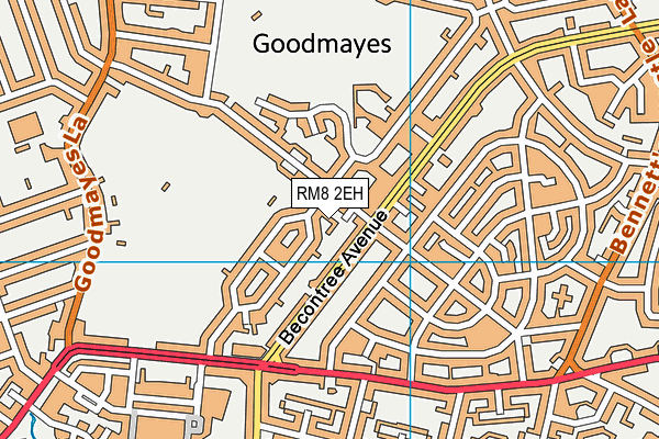 RM8 2EH map - OS VectorMap District (Ordnance Survey) RM8 2EH map - OS VectorMap District (Ordnance Survey)