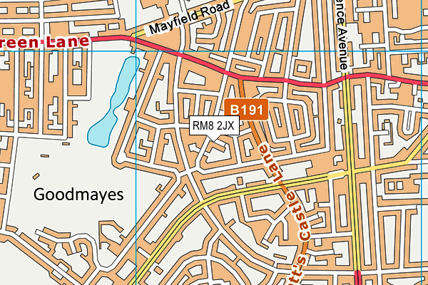 RM8 2JX map - OS VectorMap District (Ordnance Survey) RM8 2JX map - OS VectorMap District (Ordnance Survey)