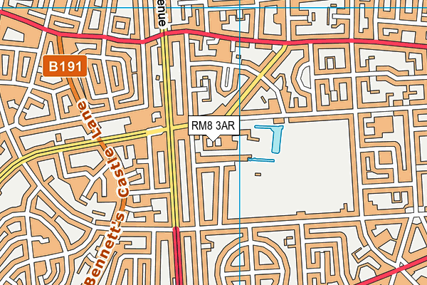 RM8 3AR map - OS VectorMap District (Ordnance Survey) RM8 3AR map - OS VectorMap District (Ordnance Survey)
