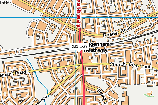 RM9 5AW map - OS VectorMap District (Ordnance Survey) RM9 5AW map - OS VectorMap District (Ordnance Survey)