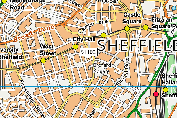 S1 1EQ map - OS VectorMap District (Ordnance Survey) S1 1EQ map - OS VectorMap District (Ordnance Survey)
