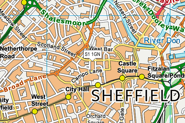 S1 1GN map - OS VectorMap District (Ordnance Survey) S1 1GN map - OS VectorMap District (Ordnance Survey)