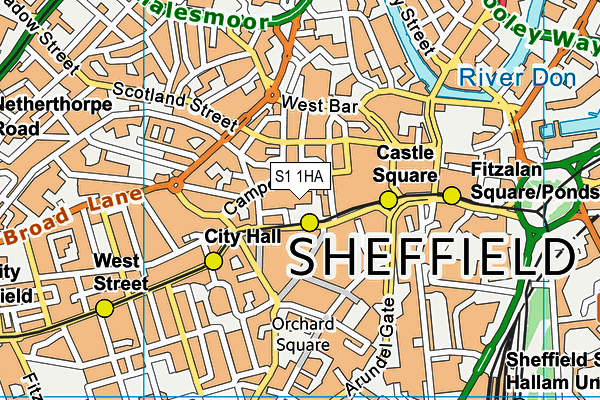 S1 1HA map - OS VectorMap District (Ordnance Survey) S1 1HA map - OS VectorMap District (Ordnance Survey)