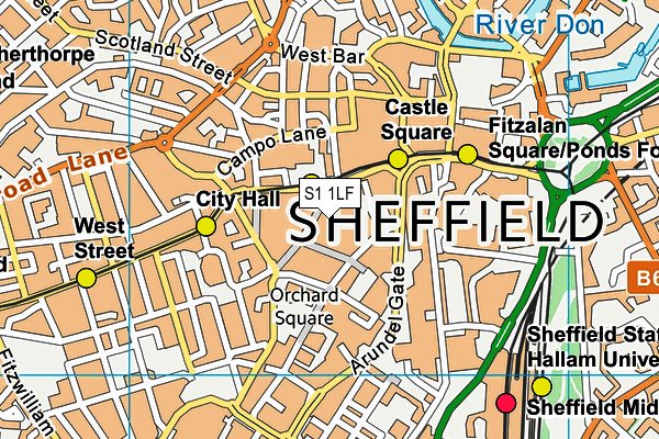 S1 1LF map - OS VectorMap District (Ordnance Survey) S1 1LF map - OS VectorMap District (Ordnance Survey)