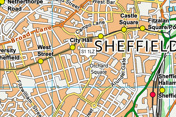 S1 1LZ map - OS VectorMap District (Ordnance Survey)