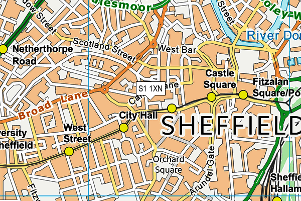 S1 1XN map - OS VectorMap District (Ordnance Survey) S1 1XN map - OS VectorMap District (Ordnance Survey)